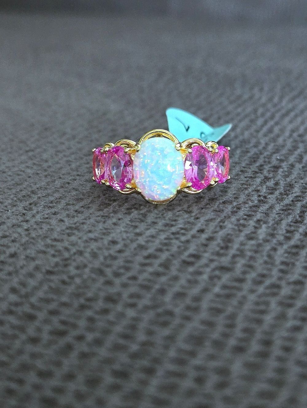 Lab🧪 Created White Fire🔥 Opal and Pink💕 Sapphires Ring💍 - NWT